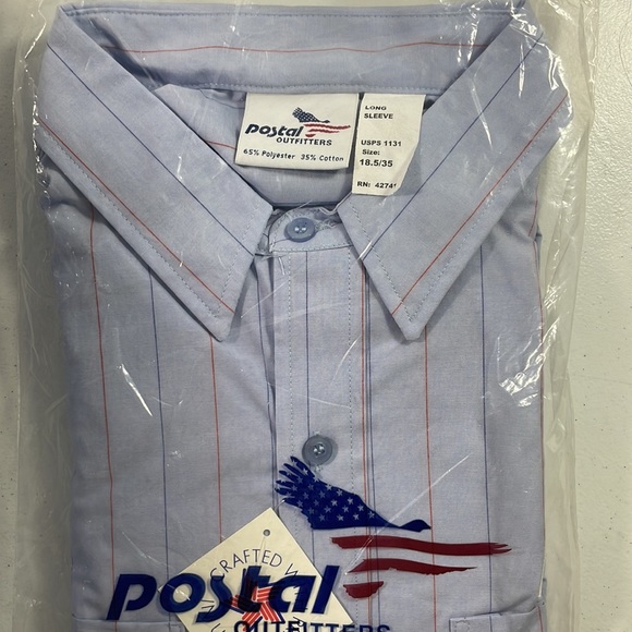Vintage 90s Mens USPS Button Front Long Sleeve Shirt - Picture 9 of 11